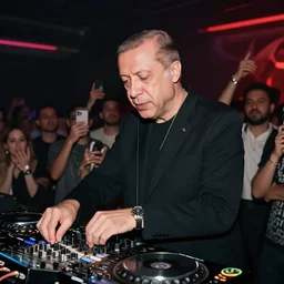 recep tayyip erdogan djing in a club