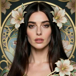 beautiful and playful ethereal roger monica bellucci portrait, art nouveau, fantasy, intricate flower designs, elegant, highly detailed, sharp focus, art by artgerm and greg rutkowski and wlop