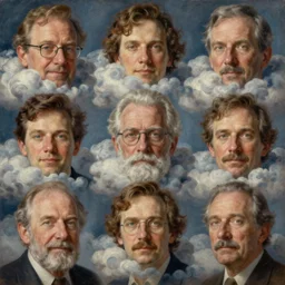 clouds in image of faces, bao phan, piotr jablonski, norman rockwell, tim hildebrandt, dariusz zawadzki, bruce pennington, larry elmore, intricate details, hyperrealistic oil painting on canvas, deep depth field, cinematic composition, hyper - detailed, hd, hdr, 4 k, 8 k