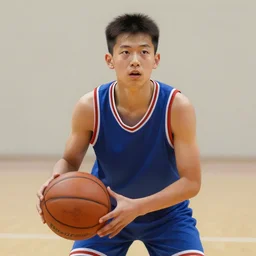 portrait of a boy holding a basketball playing basketball wearing a basketball uniform in a basketball court, intense emotion, intricate, elegant, highly detailed, centered, digital painting, artstation, concept art, smooth, sharp focus, illustration, by Peter Mohrbacher, WLOP