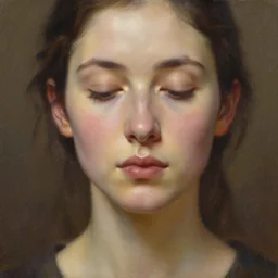 woman with beautiful face closeup meditating , Award_winning_oil_painting_by_Thomas_Cole_and_Wayne_Barlowe