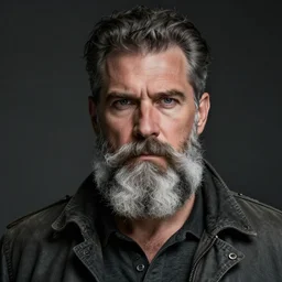 rugged gray bearded man