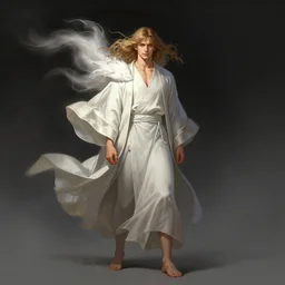 distant full body shot, aaron taylor johnson as hermes god of winds, robes, dressed!!!!!!!!!!!!!!!!!!! style digital painting, concept art, smooth, sharp focus, illustration by artgerm, yoshitaka amano, krenz cushart, shinji aramaki
