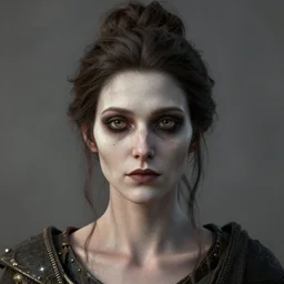 perfectly centered close up portrait of goddess of death, candid photography, by anne stokes, updo, highly detailed, unreal engine 5