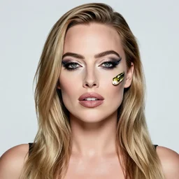a beautiful portrait of margot robbie with snake makeup, hyper realistic, hyper detailed, artistic