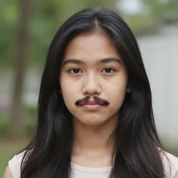 pretty filipina with handlebar mustache