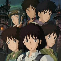a film still of a 1 9 6 0's dieselpunk anime style, finely detailed features, closeup at the faces, perfect art, at an ancient city, gapmoe yandere grimdark, trending on pixiv fanbox, painted by greg rutkowski makoto shinkai takashi takeuchi studio ghibli, akihiko yoshida,