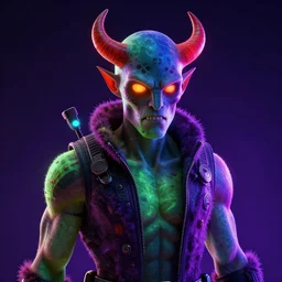 glowwave portrait of devil in borderlands 3, neon, au naturel, hyper detailed, digital art, trending in artstation, cinematic lighting, studio quality, smooth render, unreal engine 5 rendered, octane rendered, art style by klimt and nixeu and ian sprigger and wlop and krenz cushart.