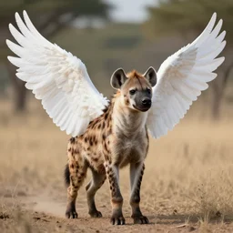 professional digital art of a hyena with large white wings, high quality, highly detailed, hd, 4 k