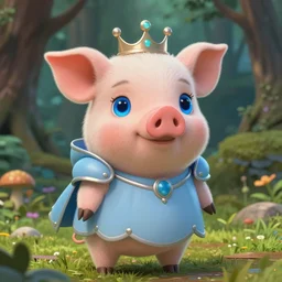 very cute and adorable little anthropomorphic piggy knight princess, big beautiful blue eyes, piglet, fantasy forest, pale blue outfit, pretty, semi realistic, hyper detailed, 8k, studio Ghibli, DeviantArt, Instagram, Behance, Artstation, trending on artstation, Pixiv, Yee Chong, Sydney Hanson, Mickael Lelièvre, Jaeyeon Nam, derevschikova, Ross Tran