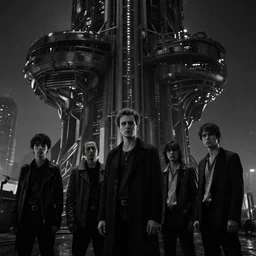 a moody black and white neo noir film still of futuristic architecture intricate complexity, by greg rutkowski, artgerm, ross tran, conrad roset, takato yomamoto, ilya kuvshinov. 4 k, beautiful, cinematic dramatic atmosphere