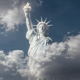 white cloud in the shape of a statue outline