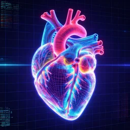 medical heart! tron legacy grid lines pattern, anatomy, neon glowing, substance painter, medical heart!, tron lines, cybertron, artstation, by greg rutkowski, halo, vaporwave, matrix, by tsutomu nihei, anatomic heart! by artgerm, gurney, alphonse mucha, cgsociety