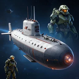 a bulbous spaceship inspired by a submarine and maschinen krieger, ilm, beeple, star citizen halo, mass effect, starship troopers, elysium