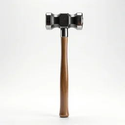 polished sledgehammer, photorealistic, isolated on a pure white background, centered, entire object in frame, sharp focus, soft studio lighting