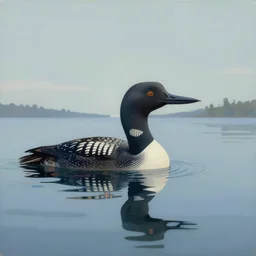 loon lagoon in the maritimes, digital art, minimalist oil painting, 8 k, artstation, darrell k sweet