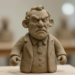 a clay sculpture of an angry old man by philippe faraut, bokeh, soft light