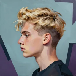 young Guy Lafleur, demon blond, profile picture by Sachin Teng, asymmetrical, Organic Painting , Matte Painting, geometric shapes, hard edges, graffiti, street art:2 by Sachin Teng:4