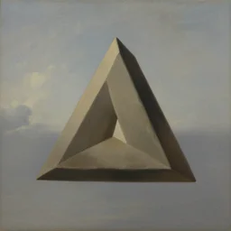 illustration of a floating triangle in the sky, realistic painting, classical painting, high definition, digital art, matte painting, very detailed, realistic