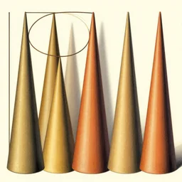 cones. retro art by jean giraud. fibonacci. by brian froud, yoshitaka amano, kim keever, victo ngai