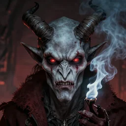 krampus by sagazan, smoking face, glimming eyes
