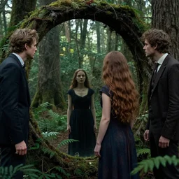 woman discovers a mirror portal to a mystical forest, mikko lagerstedt, andreas aschenbach, tasha tudor