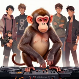 moneky listen to some sick beats, extremely detailed, sharp focus, wide view, full body pose, smooth, digital illustration, by james jean, by rossdraws, frank franzzeta, mcbess, sakimichan, brosmin, danton fadeev, steve simpson