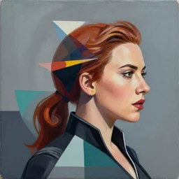 Scarlett Johansson as Black Widow profile picture by Sachin Teng, asymmetrical, Organic Painting , Matte Painting, geometric shapes, hard edges, graffiti, street art:2 by Sachin Teng:4