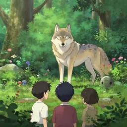 a wolf in the garden by josan gonzalez, katsuhiro otomo, andrew ferez, rule of thirds, beautiful