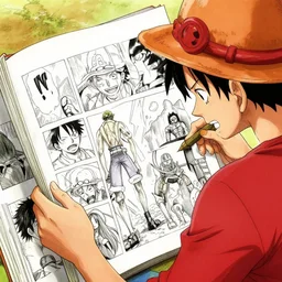 luffy reading manga