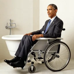 obama in a bath with wheels