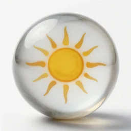 realistic photo of sun inside an marble ball