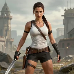 lara croft with knife