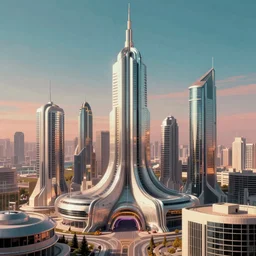 Futuristic looking city by Gary Meyer, retro-futurism 4k, high details