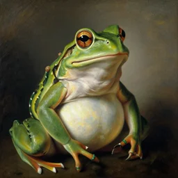 portrait rococo painting of frog killer  by monet