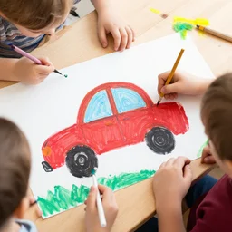 kids painting of a car
