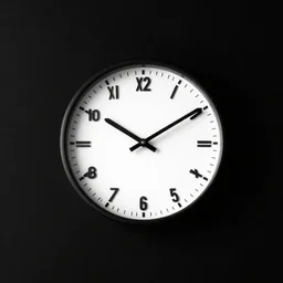a black and white photo of a clock on a wall, a screenshot by muqi, behance, postminimalism, logo, black background, behance hd