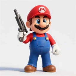 an extremely high quality hd photo of mario holding a large machine gun dressed up like rambo, clear shapes, 8 k, realistic shading, ultra realistic, super realistic