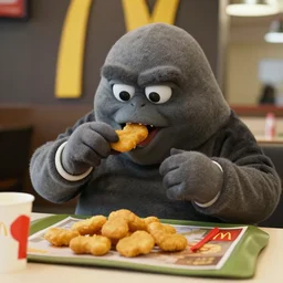 the Babadook eating chicken nuggets at McDonalds