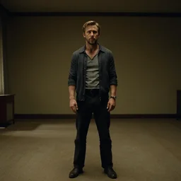 2 0 0 0 s footage of ryan gosling standing in a dimly lit empty room