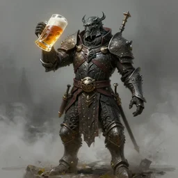 human body bug drinks beer, beer, glass, beer mug in hand, intricate, triumphantly, foggy background, full body art, dark souls, drawing, concept art, artstation, digital painting