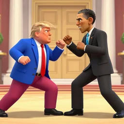 screenshot of donald trump and obama fighting in super smash brothers