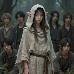 beautiful, digital art, androgynous elf wizard, wearing linen hooded cloth. artstation, by bartek fedyczak, erak note, tooth wu, neil richards, kan liu, siwoo kim, jisu choe