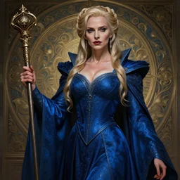 cersei lannister as a sorceress, passionate, seductive, sweaty, intricate dressed in ornate blue robes and staff, lovely, intricate, highly detailed, digital painting, artstation, concept art, karma sutra, smooth, sharp focus, illustration, unreal engine 5, 8 k, art by artgerm and greg rutkowski and alphonse mucha