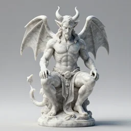 3 d render of a marble devil, satan, lucifer, artstation