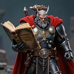 Warhammer, Thorgrim Grudgebearer holding up his book of grudges