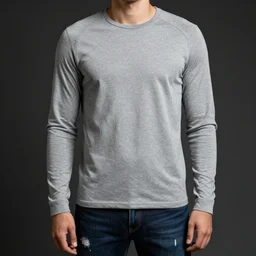 a guy with a grey shirt with long sleeves and dark blue jeans with tears coming out of his eye, black hair and with no facial hair, highly detailed, great quality, photo - realistic )