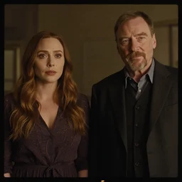 Elizabeth olsen and Walter white lost in backrooms, cinestill 800t, cinematic shot, 4k HD,black bar movie