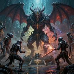 Arrivals aliens fighting Demons from Constantine, high detail, 8k, ornate, dark fantasy, masterpiece, complex, film still from the movie directed by Denis Villeneuve with art direction by Pablo Picasso and Greg rutkowski, Alex Gray, wide angle, colorful