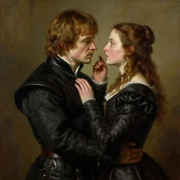 attractive fully clothed young jaime lannister confesses his love for his attractive fully clothed brienne of tarth. highly detailed painting by gaston bussiere and j. c. leyendecker 8 k